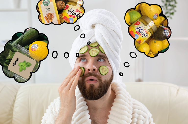 Wellness, Gurkenmaske mit Gedanken, Adobe-Imagebild