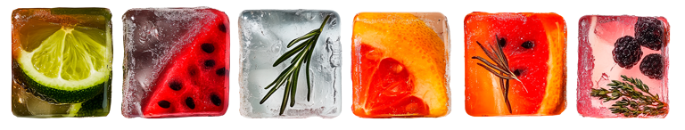 Auswahl gefüllter Eiswürfel