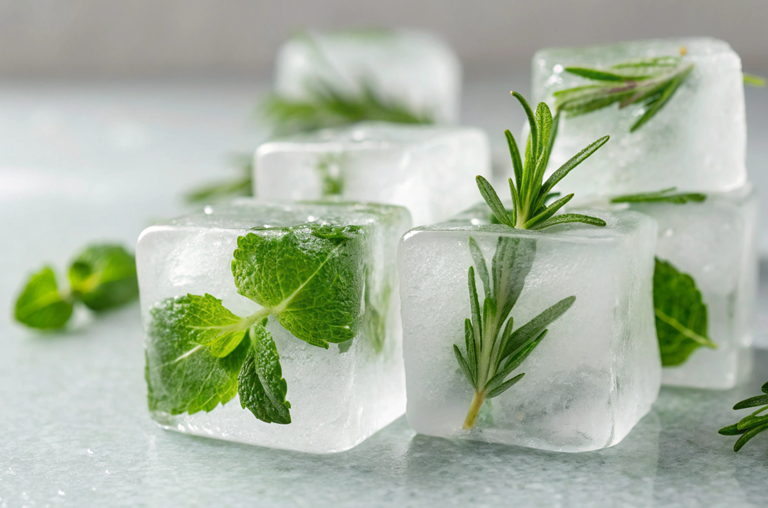 Kräuter im Eiswürfel