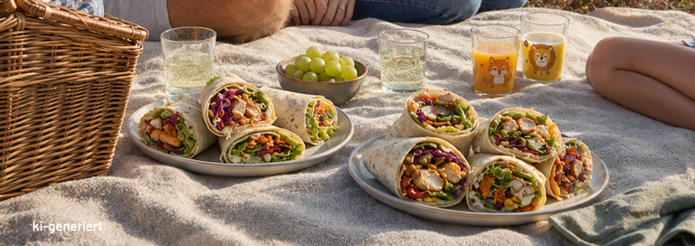 wraps auf Picknicdecke, ki-generiert